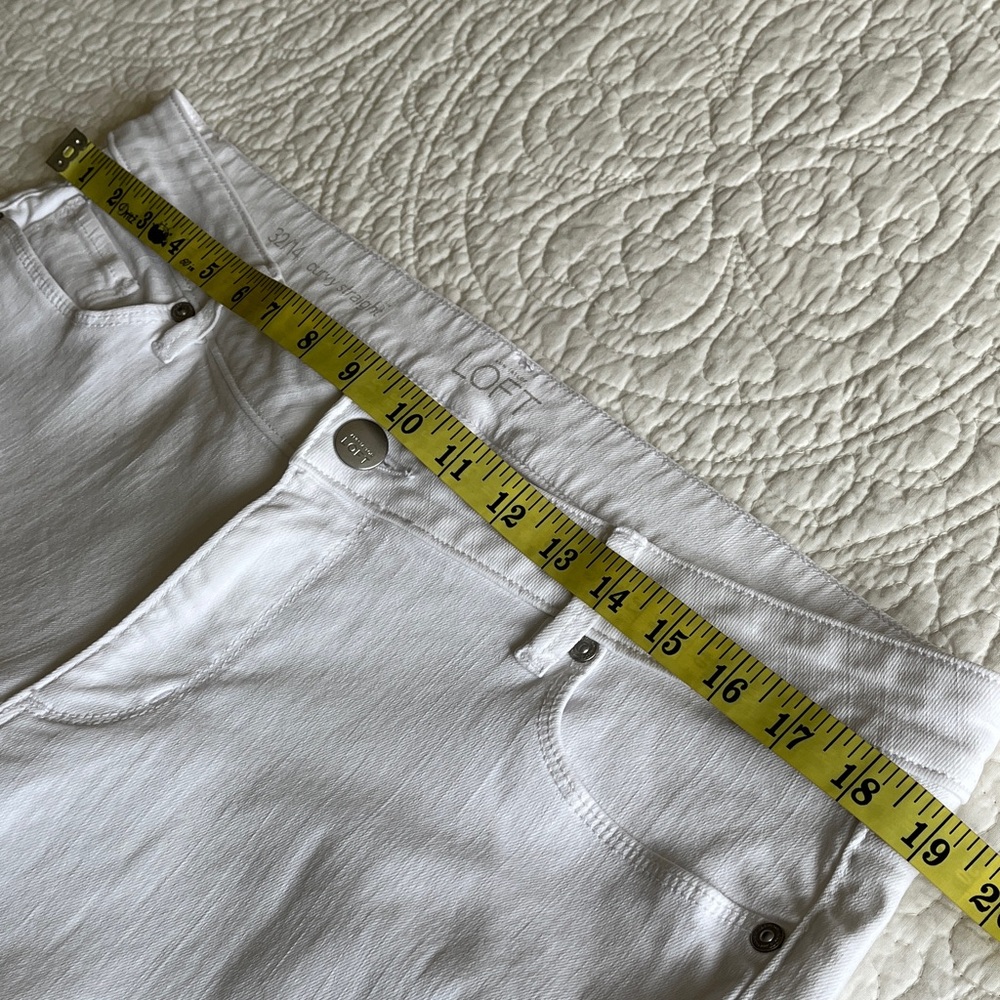 LOFT Curvy Cotton Straight Jeans Womens 32/14 White Pockets Beach Cruise - Picture 10 of 16